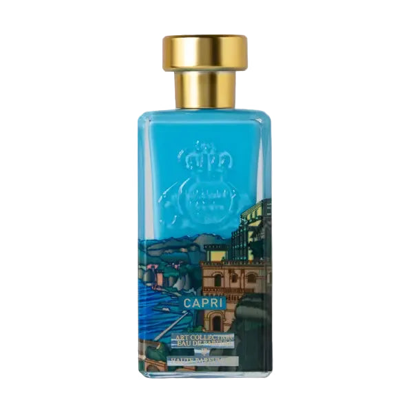 Novo Perfumes Capri fragrance bottle, elegant design with a sleek cap and clear labeling, showcasing the perfume's sophisticated look.