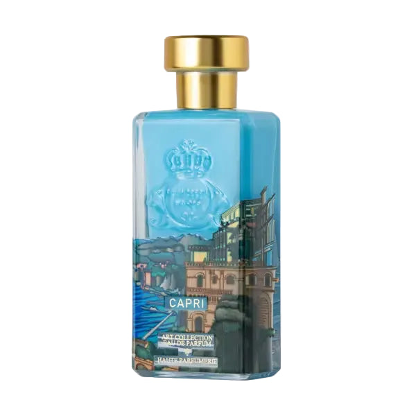 Fresh Capri perfume bottle from Novo Perfumes with a sleek design and vibrant label, showcasing a luxurious fragrance.
