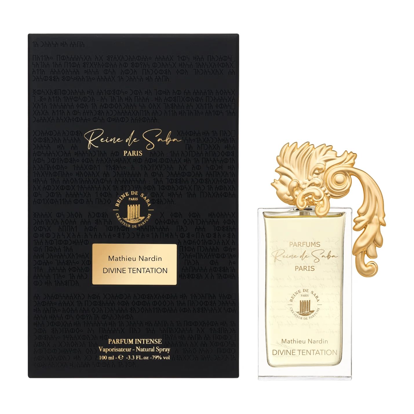 Elegant bottle of Divine Tentation perfume by Novo Perfumes with a sleek design and luxurious branding.