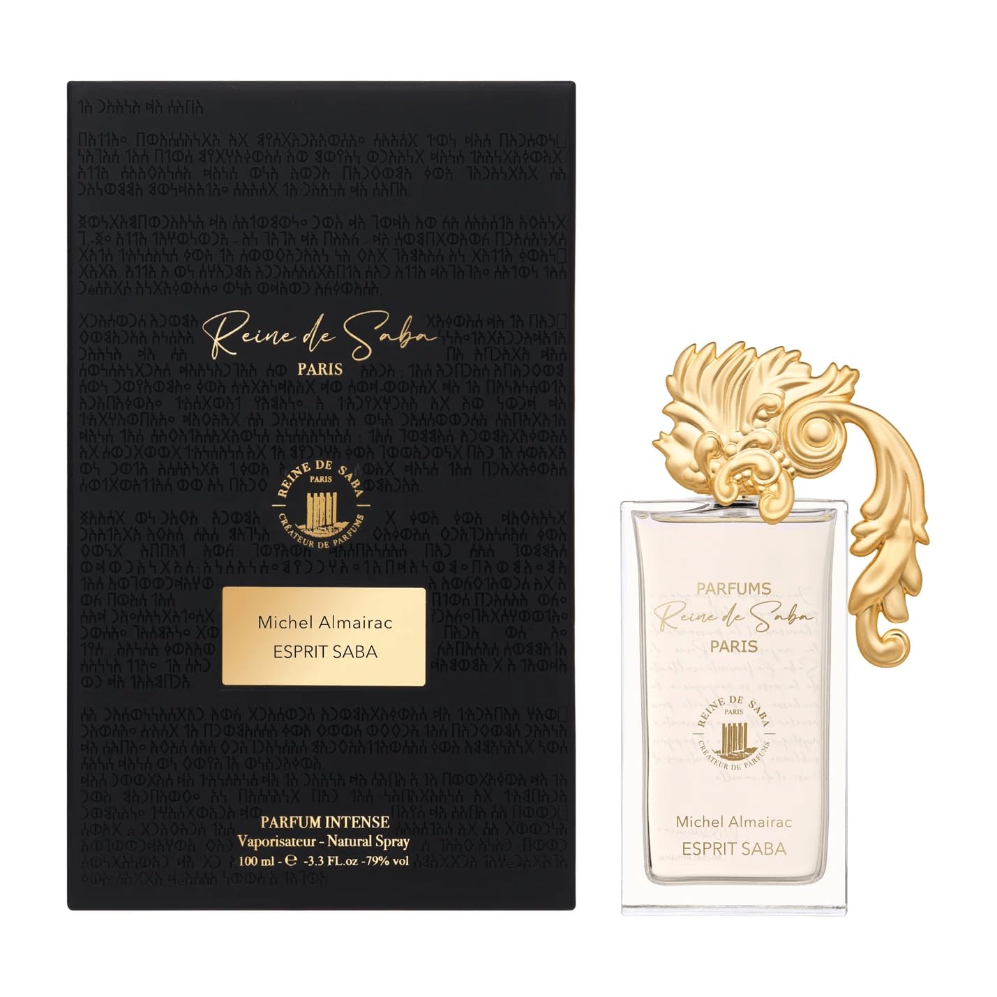 Espirit Saba perfume bottle by Novo Perfumes, sleek design with a clear glass container and elegant cap.