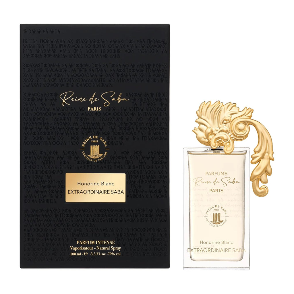 Bottle of Extraordinaire Saba perfume by Novo Perfumes displayed against a neutral background.