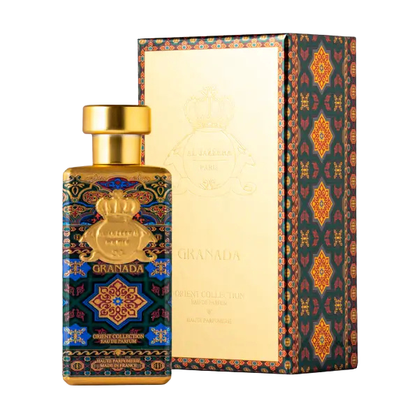 Elegant bottle of Novo Perfumes Granada fragrance with floral and citrus notes, showcasing its luxurious design.