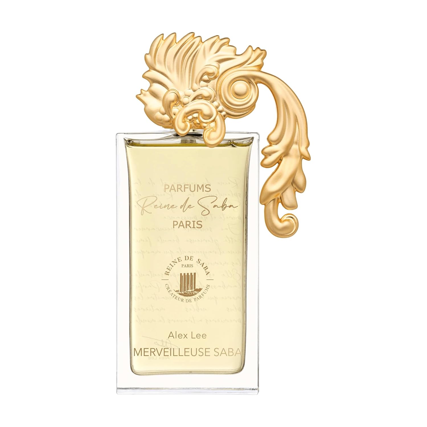 Bottle of Merveilleuse Saba perfume by Novo Perfumes with a sleek, elegant design and a clear label.
