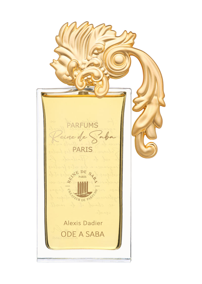 Odé a Saba perfume by Novo Perfumes displayed in a sleek bottle with a minimalist design on a neutral background.