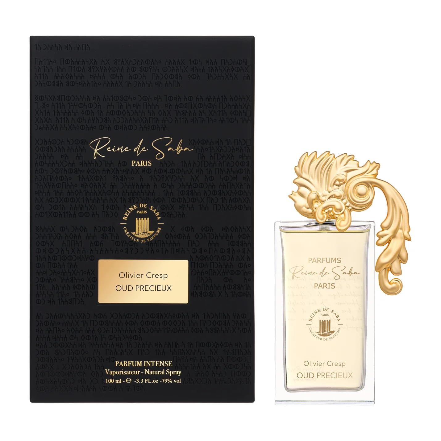 Elegant bottle of Novo Perfumes Oud Precieux, a luxurious oud fragrance with intricate gold detailing and a sleek design.