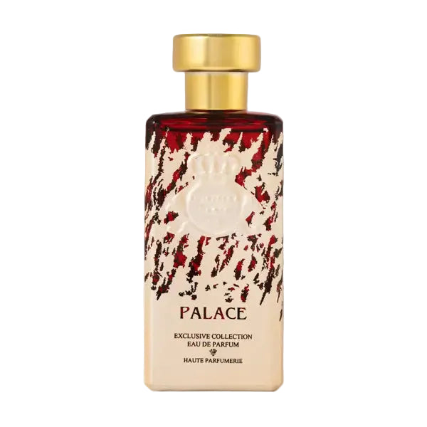 Novo Perfumes Palace fragrance bottle with elegant gold accents and a sleek design, showcasing a luxurious perfume product.