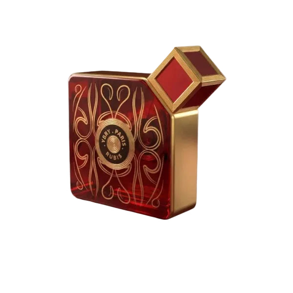 Elegant Rubis perfume bottle by Novo Perfumes, featuring a sleek design and vibrant ruby color, on a white background.