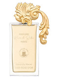 Saba Rose D'Or perfume bottle from Novo Perfumes, elegant design with a gold-accented cap and a floral-themed label.