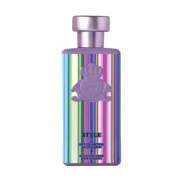 Elegant perfume bottle from Novo Perfumes' STYLE collection, featuring a sleek design with a clear glass body and minimalist label.