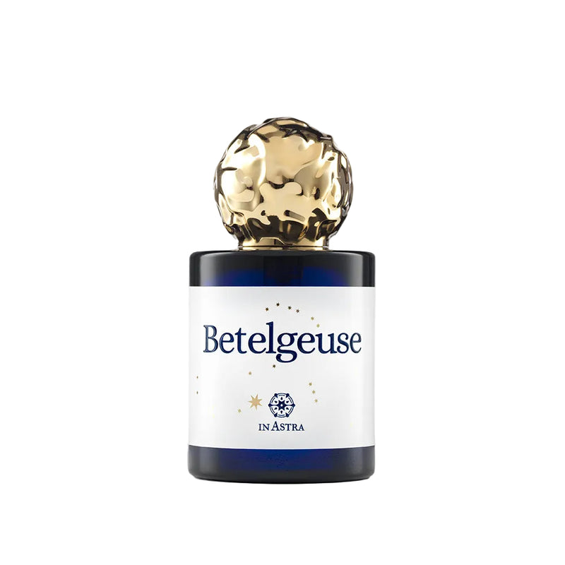 Betelgeuse perfume by Novo Perfumes, featuring a sleek bottle with elegant design and a sophisticated fragrance display.