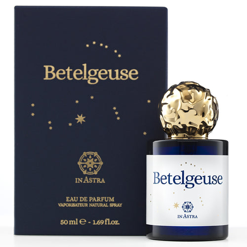 Novo Perfumes Betelgeuse perfume bottle with sleek design and elegant packaging, showcasing the luxurious fragrance inside.